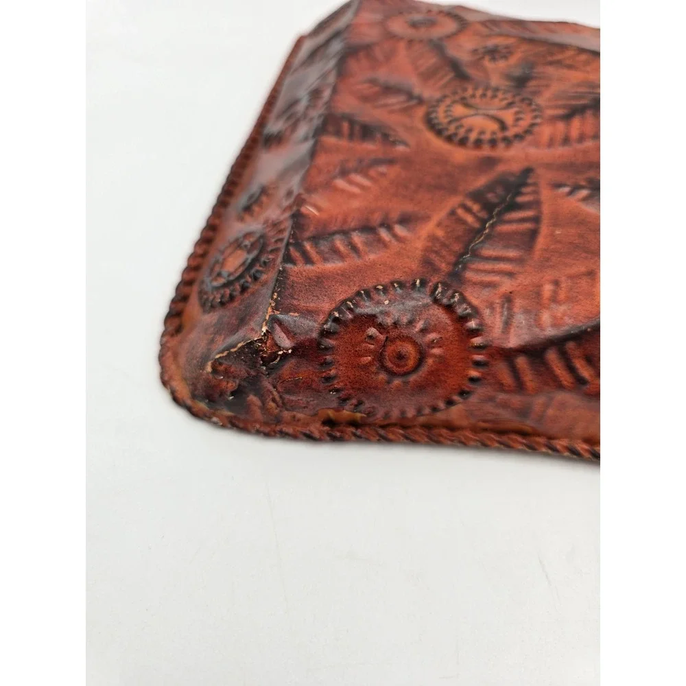 Metal Hanging Wall Pocket Orange Floral‎ Repousse Embossed